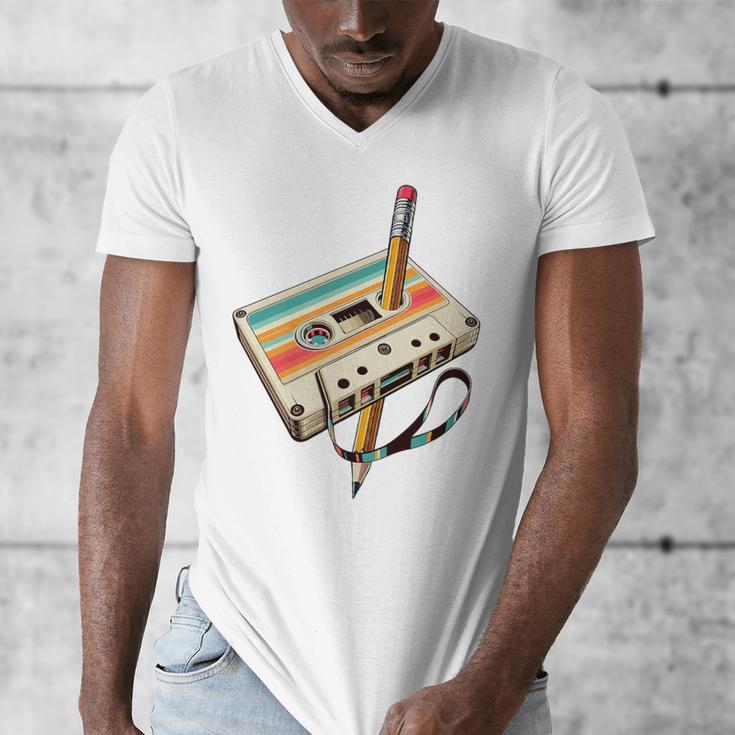 Retro Cassette Tape & Pencil Rewind Nostalgia Party 80s 90s Premium Men's V-Neck T-Shirt Retro Cassette Tape & Pencil Rewind Nostalgia Party 80s 90s Premium Men's V-Neck T-Shirt