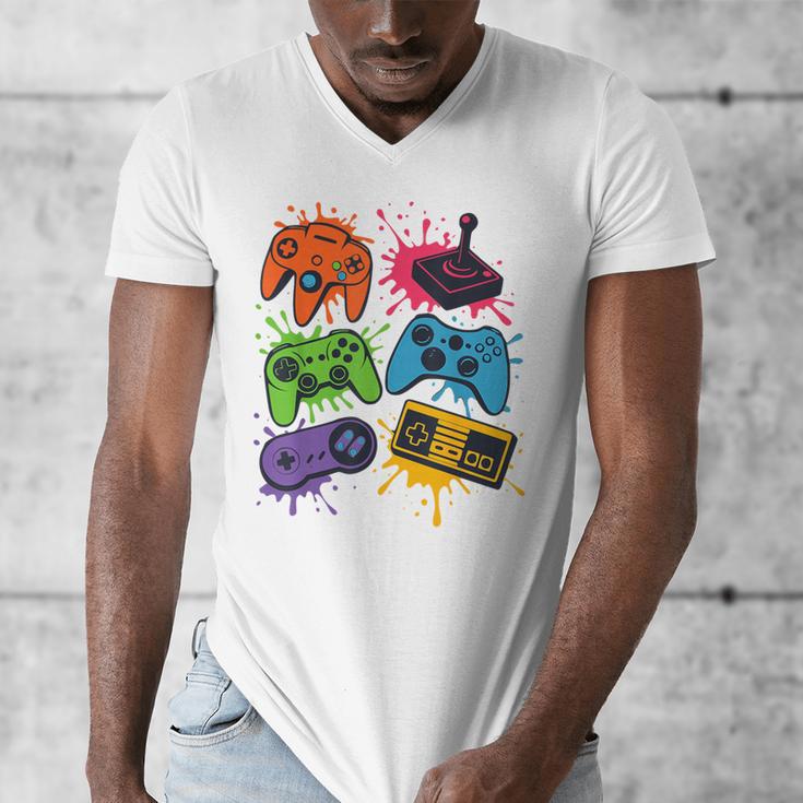 Retro Gamer Controller 80s 90s Video Game Arcade Nostalgia Men's V-Neck T-Shirt