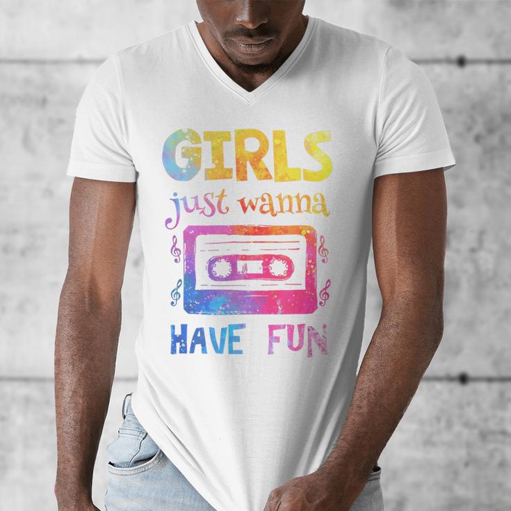 Retro Girls Just Wanna Have Fun Nostalgia 1980s 80's Premium Tri-Blend Men's V-Neck T-Shirt