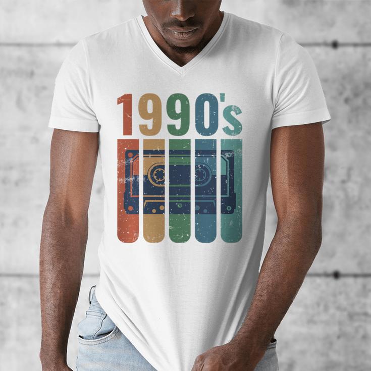 Retro Nineties Style Audio Tape Nostalgia Year 1990 Premium Tri-Blend Men's V-Neck T-Shirt
