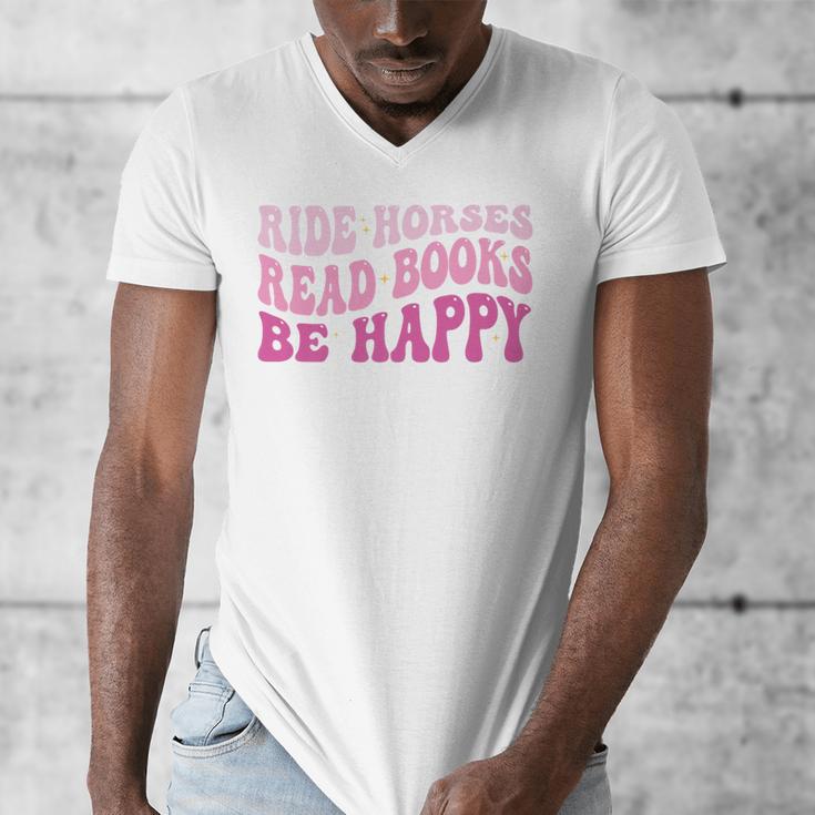 Ride Horses Read Books Be Happy Groovy Book Horse Premium Men's V-Neck T-Shirt Ride Horses Read Books Be Happy Groovy Book Horse Premium Men's V-Neck T-Shirt
