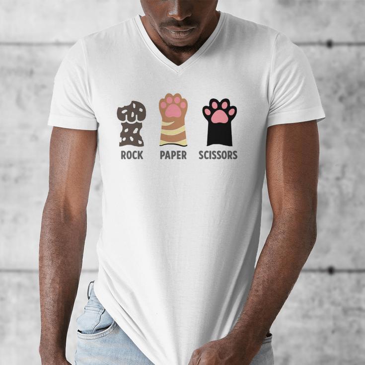 Rock Paper Scissors Hand Game Cute Paw Cat Introvert Men's V-Neck T-Shirt Rock Paper Scissors Hand Game Cute Paw Cat Introvert Men's V-Neck T-Shirt