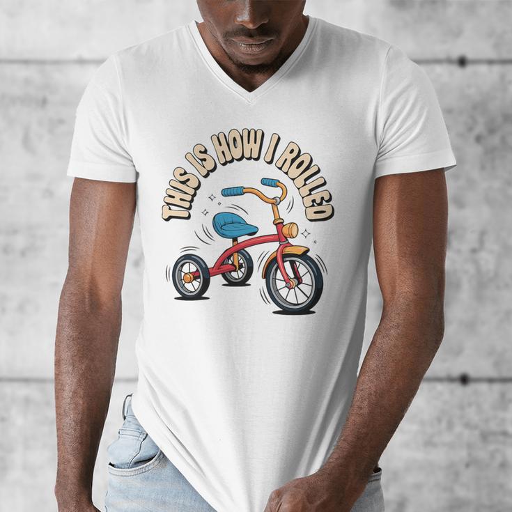This How I Rolled Retro Tricycle 80s 90s Kid Nostalgia Premium Tri-Blend Men's V-Neck T-Shirt This How I Rolled Retro Tricycle 80s 90s Kid Nostalgia Premium Tri-Blend Men's V-Neck T-Shirt