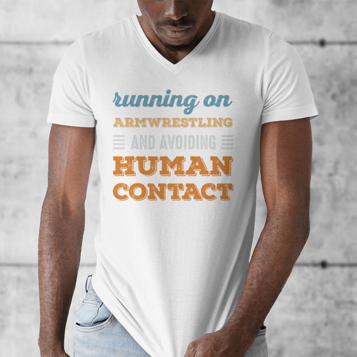 Running On Armwrestling Social Introvert Humor Vintage Men's V-Neck T-Shirt