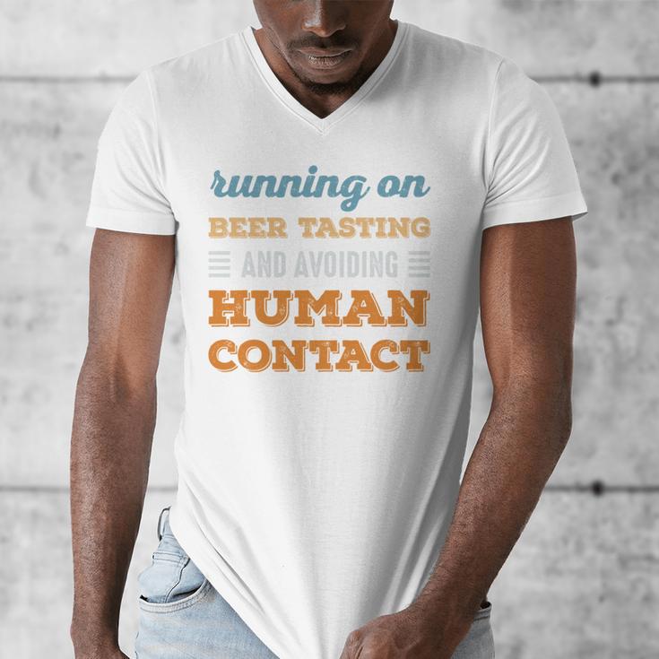 Running On Beer Tasting Social Introvert Humor Vintage Men's V-Neck T-Shirt