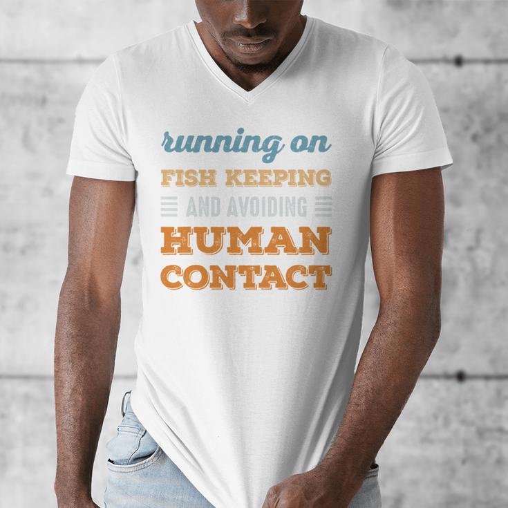 Running On Fish Keeping Social Introvert Humor Vintage Men's V-Neck T-Shirt Running On Fish Keeping Social Introvert Humor Vintage Men's V-Neck T-Shirt