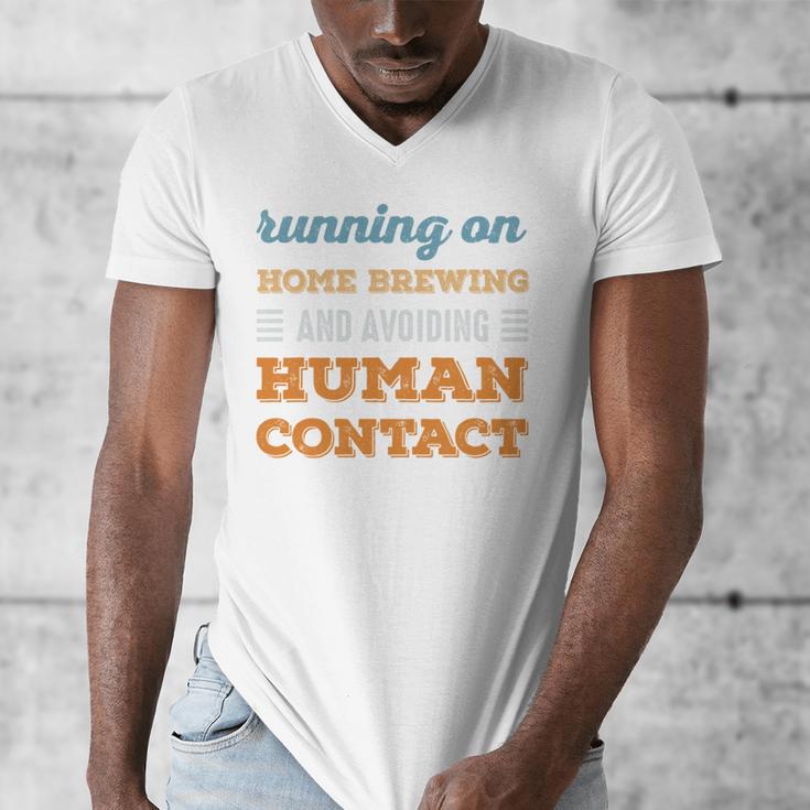 Running On Home Brewing Social Introvert Humor Vintage Men's V-Neck T-Shirt