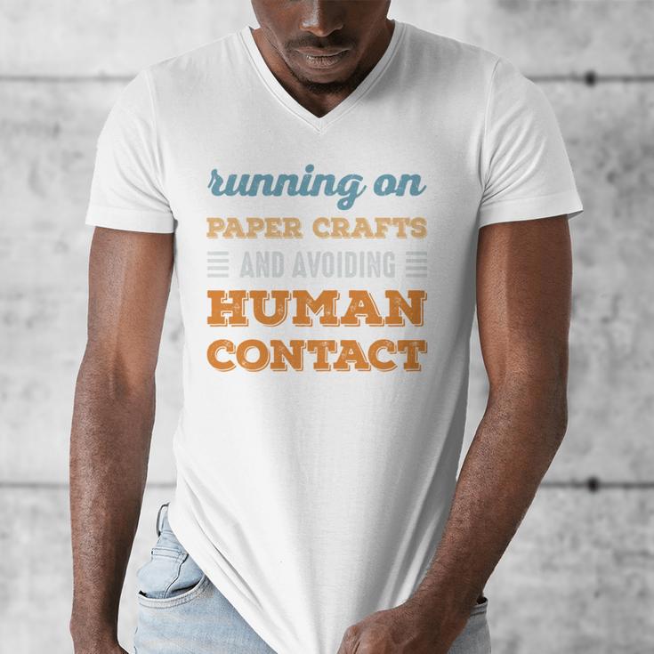 Running On Paper Crafts Social Introvert Humor Vintage Men's V-Neck T-Shirt Running On Paper Crafts Social Introvert Humor Vintage Men's V-Neck T-Shirt