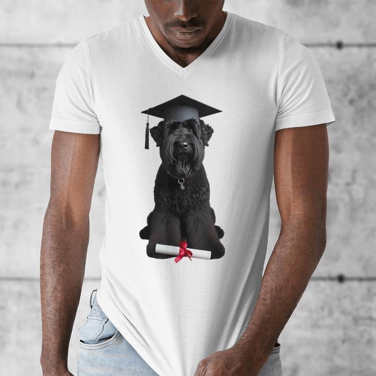 Russian Terrier Dog Graduation Cap Graduate Owner Grad Men's V-Neck T-Shirt