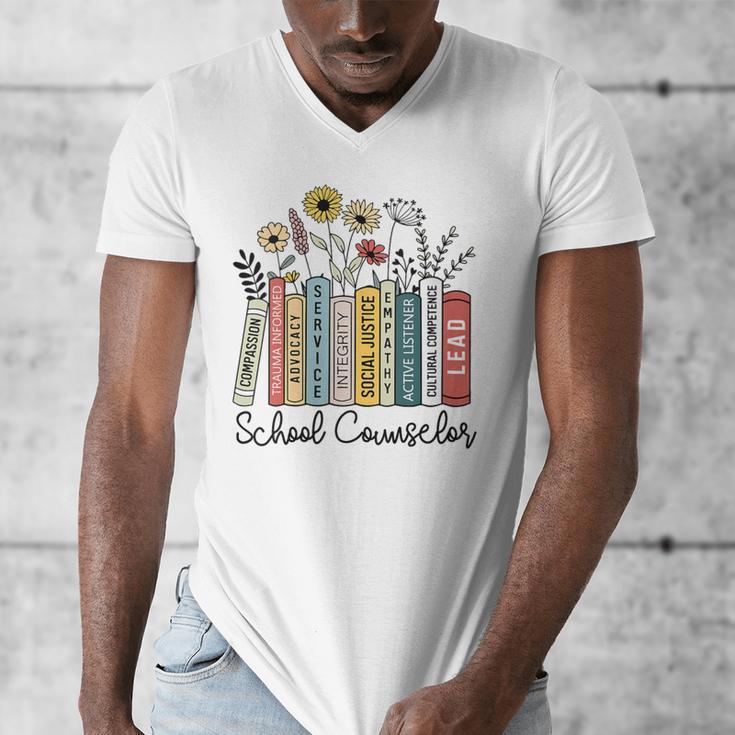 School Counselor Wildflower Book School Counseling Life Men's V-Neck T-Shirt