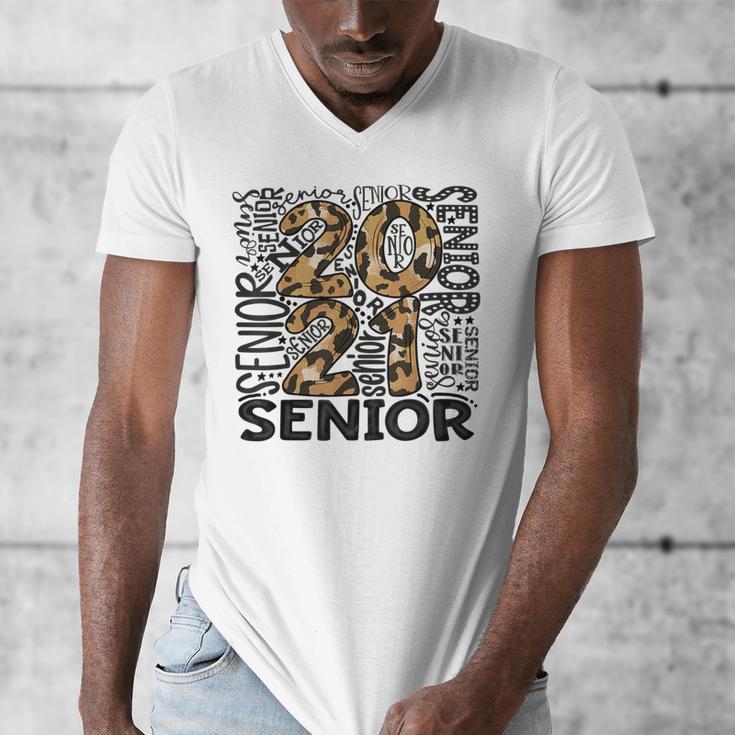 Senior 2021 Grad Class Of 2021 Graduation Leopard Cheetah Men's V-Neck T-Shirt