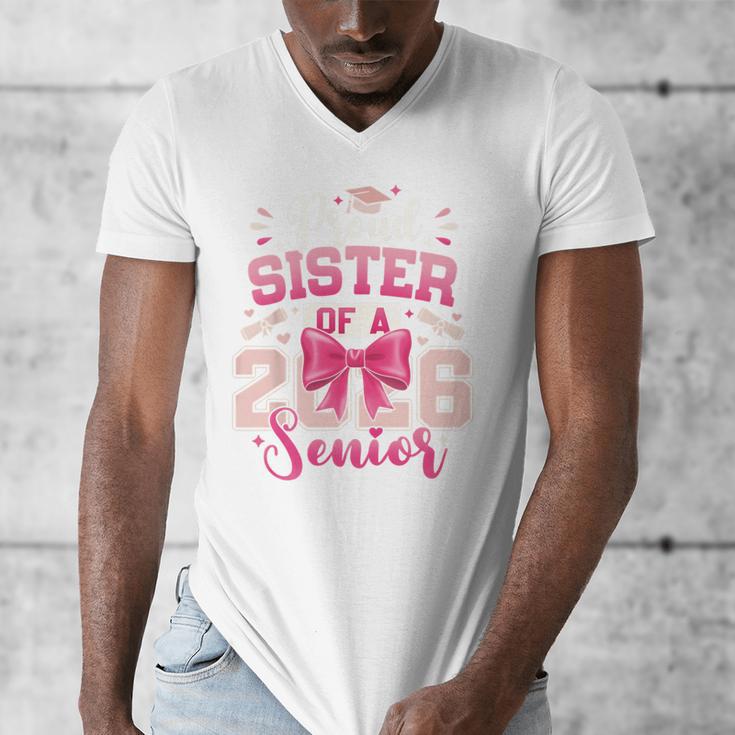 Senior 2026 Class Of 26 Coquette Pink Bow Graduation Sister Men's V-Neck T-Shirt