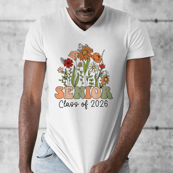 Senior 2026 Graduate Class Of 2026 Wildflowers Graduation Men's V-Neck T-Shirt
