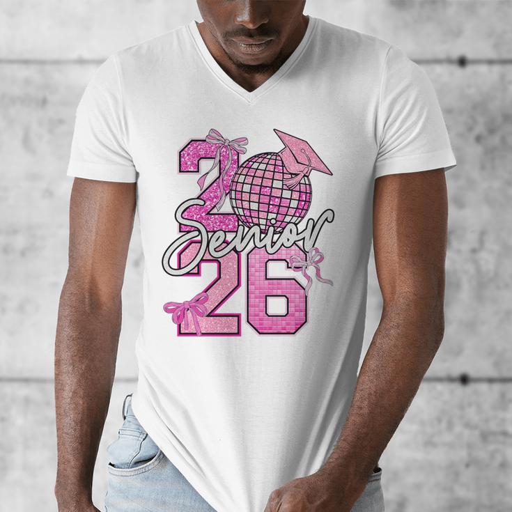 Senior 2026 Graduation Girls Coquette Pink Bow Class Of 2026 Premium Men's V-Neck T-Shirt
