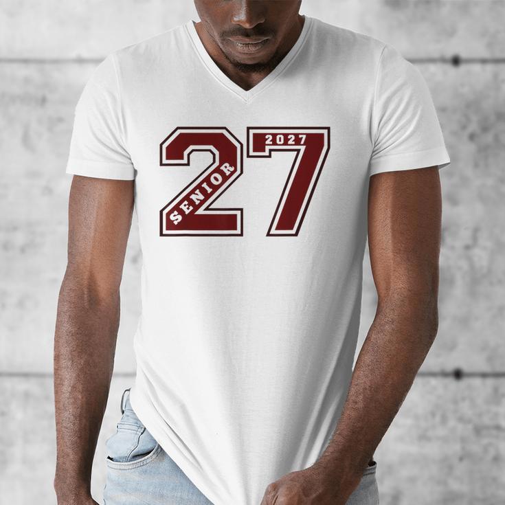 Senior 2027 Maroon Senior Class Of 27 Jersey Graduation Men's V-Neck T-Shirt