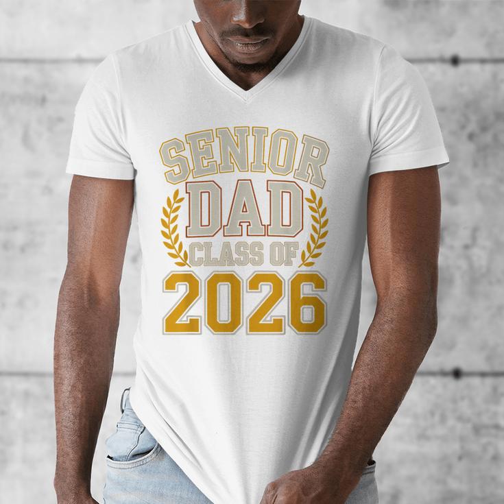 Senior Dad Class Of 2026 Purple Yellow Vintage Graduation Men's V-Neck T-Shirt