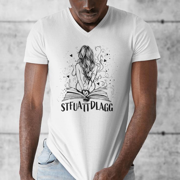 Sexy STFUATTDLAGG Hot Woman Reading Spicy Good Book Love Men's V-Neck T-Shirt Sexy STFUATTDLAGG Hot Woman Reading Spicy Good Book Love Men's V-Neck T-Shirt