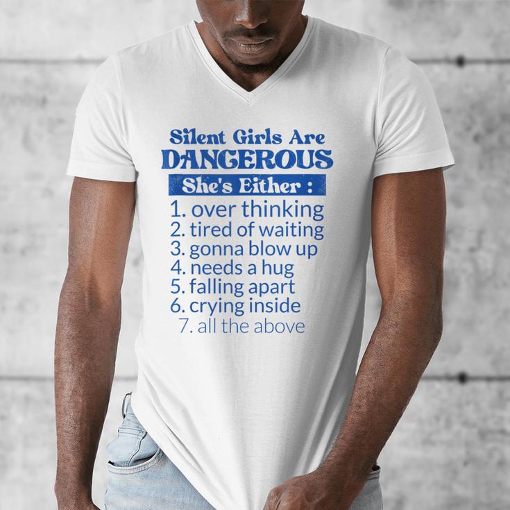 Silent Girls Are DangerousFor Quiet Introvert Girl Men's V-Neck T-Shirt Silent Girls Are DangerousFor Quiet Introvert Girl Men's V-Neck T-Shirt