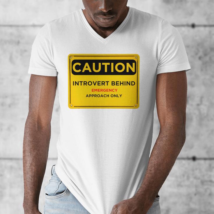 A Simple Yellow Warning Sign For Introvert Men's V-Neck T-Shirt A Simple Yellow Warning Sign For Introvert Men's V-Neck T-Shirt