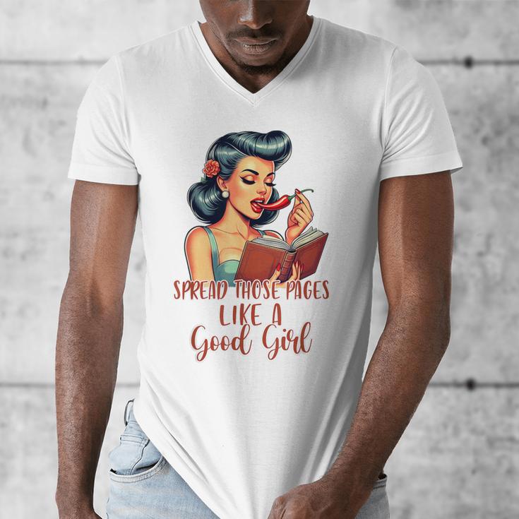 Smutty Spicy Book Reader Spread Those Pages Like A Good Girl Men's V-Neck T-Shirt