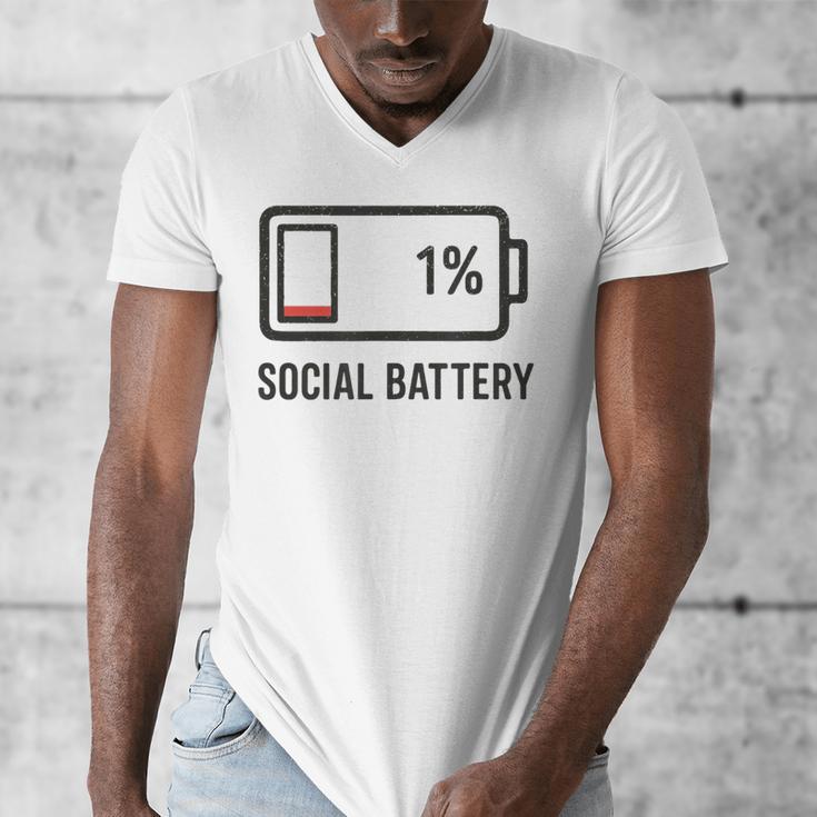Social Battery 1 Shirt Introvert Anti Social Tee Gif Men's V-Neck T-Shirt
