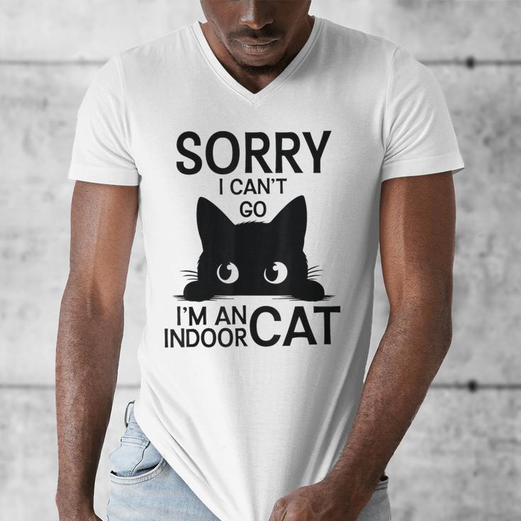 Sorry I Can't Go I'm An Indoor Cat Introvert Cats Men's V-Neck T-Shirt