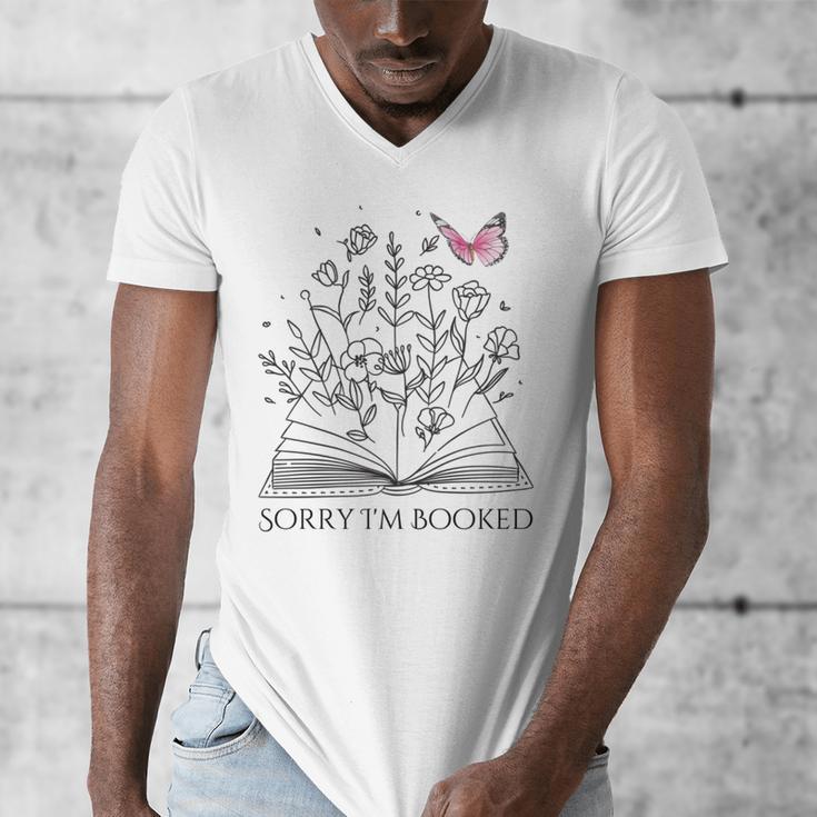 Sorry I'm Booked Book Lover Teachers Librarians Men's V-Neck T-Shirt Sorry I'm Booked Book Lover Teachers Librarians Men's V-Neck T-Shirt