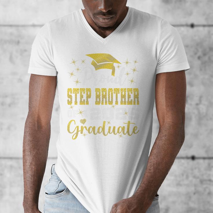 Super Proud Step Brother Of 2025 Graduate Graduation Family Premium Men's V-Neck T-Shirt