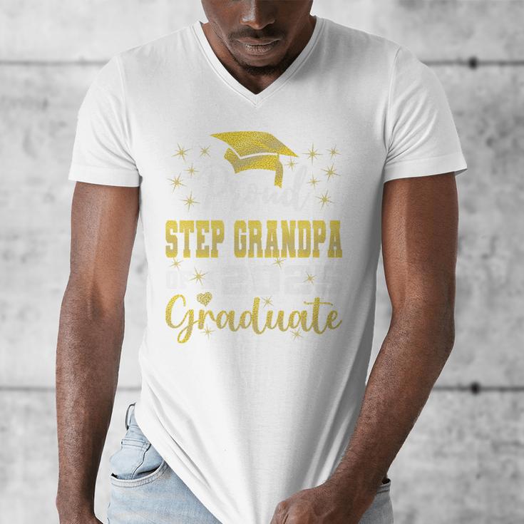 Super Proud Step Grandpa Of 2025 Graduate Graduation Family Premium Men's V-Neck T-Shirt