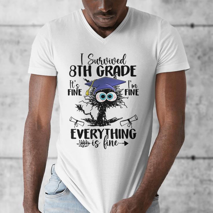 I Survived 8th Grade Graduated Cat Graduation Men's V-Neck T-Shirt