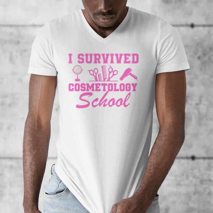 I Survived Cosmetology School Graduation Cosmetology Grad Men's V-Neck T-Shirt