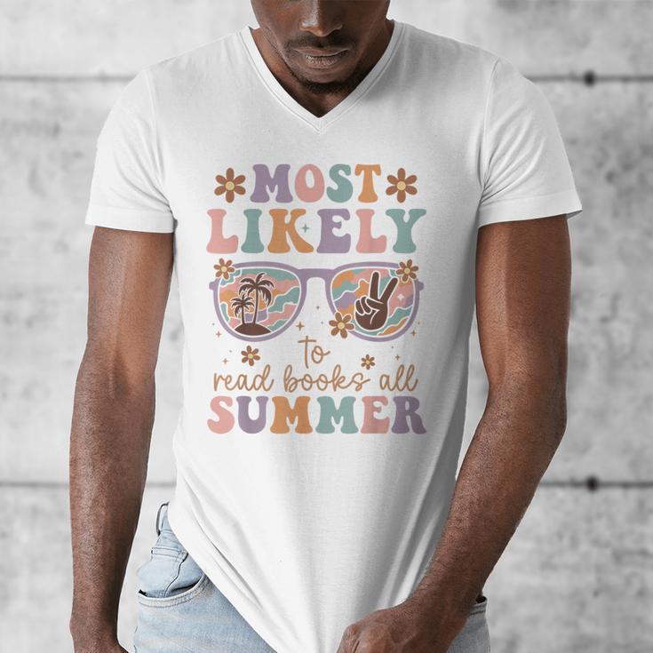 Teacher Summer Break Most Likely To Read Books All Summer Men's V-Neck T-Shirt