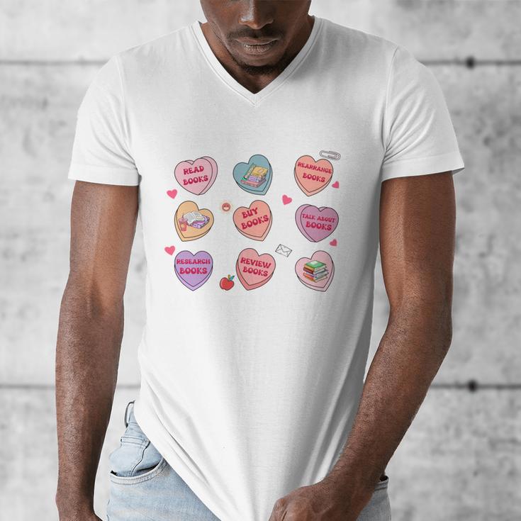 Things I Do On Valentines's Day Book Lover Candy Heart Men's V-Neck T-Shirt