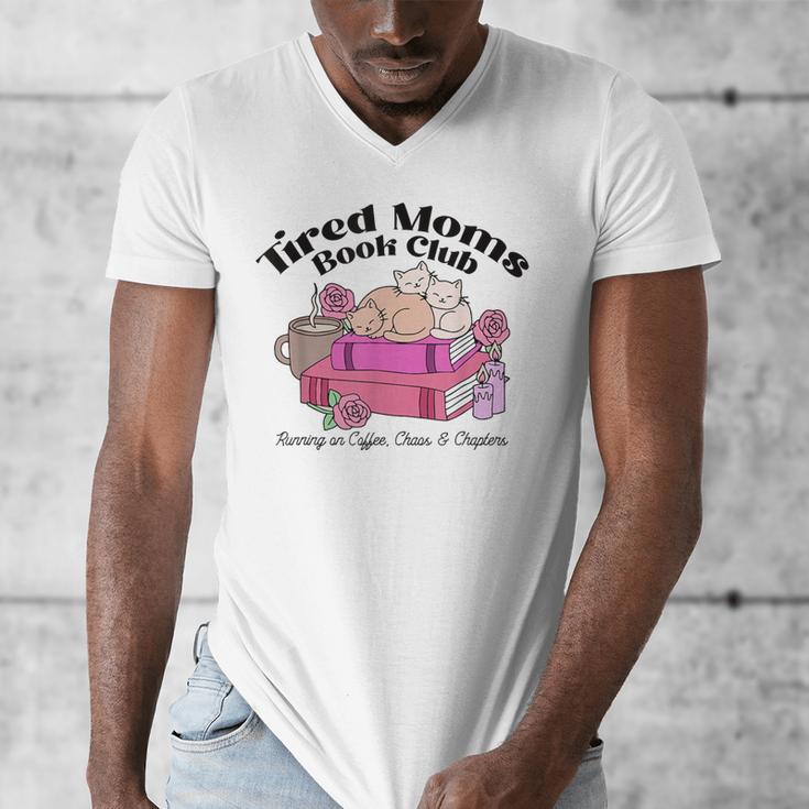 Tired Moms Book Club Running On Coffee Chaos And Chapter Cat Men's V-Neck T-Shirt Tired Moms Book Club Running On Coffee Chaos And Chapter Cat Men's V-Neck T-Shirt