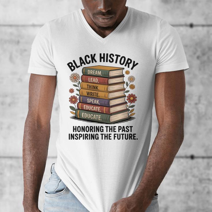 History Month Teacher Reading Book Lover Floral Stack Premium Tri-Blend Men's V-Neck T-Shirt
