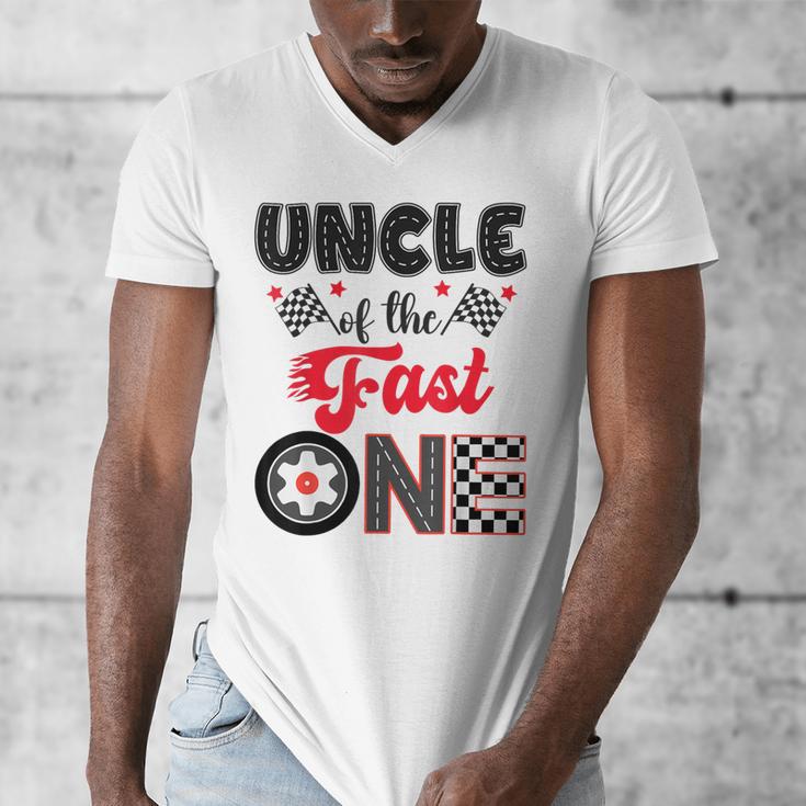 Uncle Of The Fast One Car Racing Dad 1St Birthday Boy Men's V-Neck T-Shirt