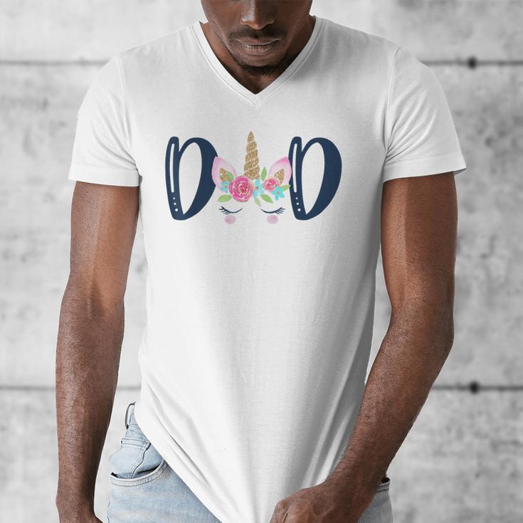 Unicorn Dad Birthday Shirt Matching Family Party Tee T-Shirt Men's V-Neck T-Shirt