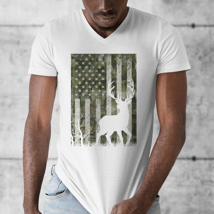 US Flag Deer Elk Buck Camoflage Hunting Hunter Dad Grandpa Men's V-Neck T-Shirt US Flag Deer Elk Buck Camoflage Hunting Hunter Dad Grandpa Men's V-Neck T-Shirt