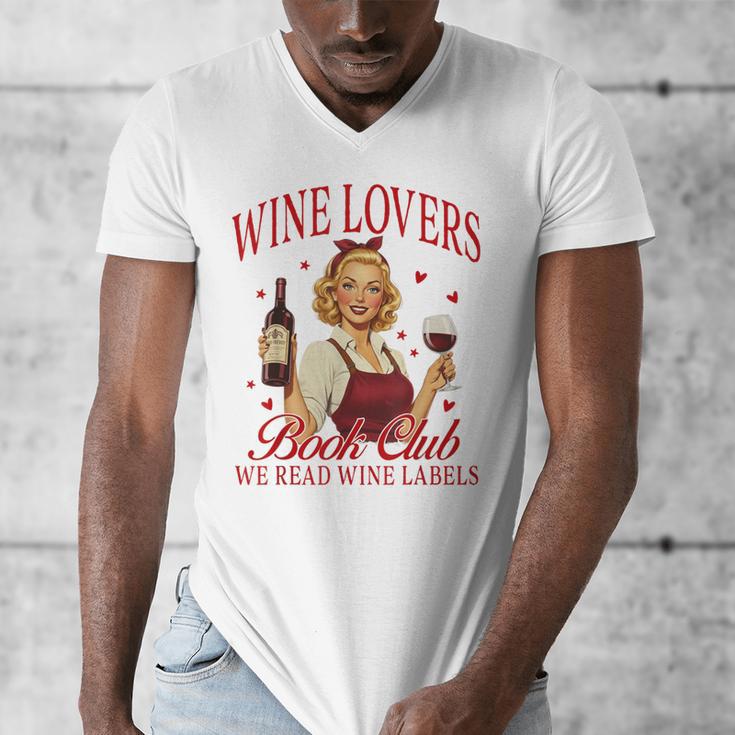 Valentine’s Day Wine Lovers Book Club We Read Wine Labels Men's V-Neck T-Shirt