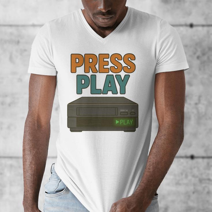 VHS Cassette Retro Analog Nostalgia Theme Premium Men's V-Neck T-Shirt VHS Cassette Retro Analog Nostalgia Theme Premium Men's V-Neck T-Shirt