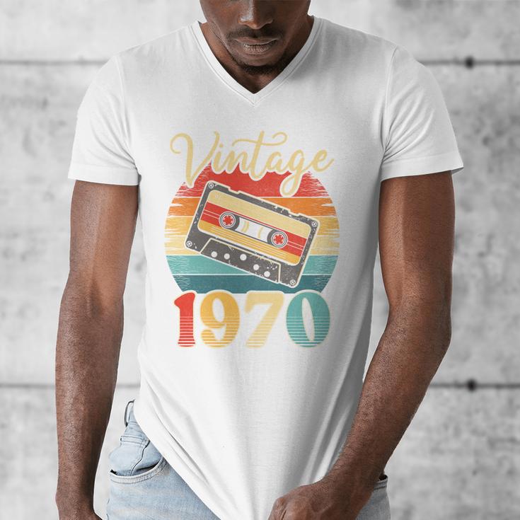 Vintage 1970 Retro Cassette Tape 70s Born Nostalgia Birthday Men's V-Neck T-Shirt