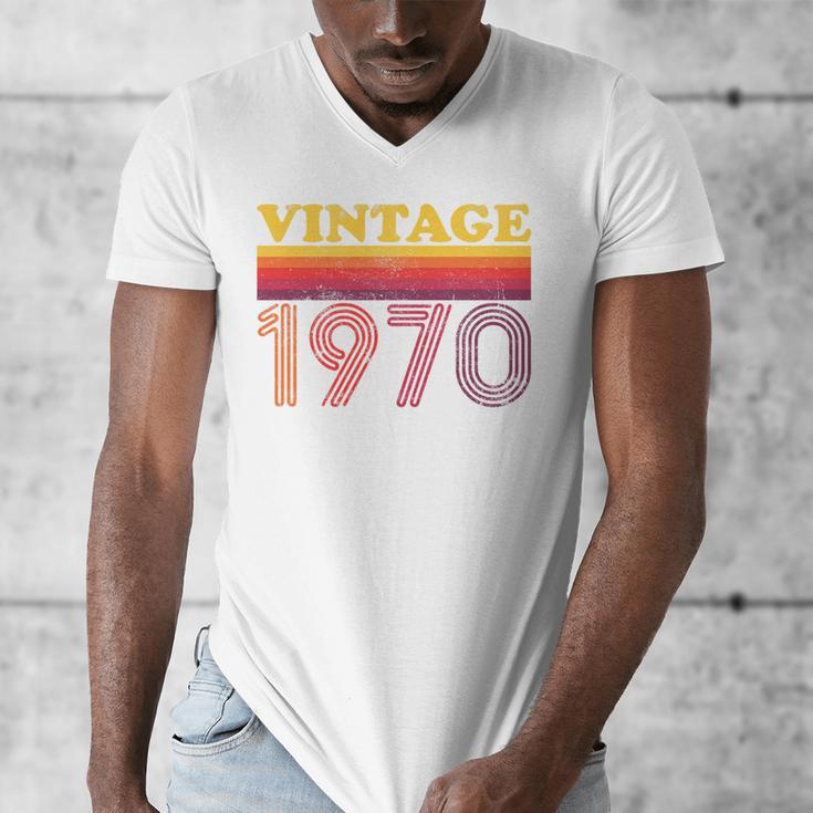 Vintage 1970 Retro Style 70's Born Nostalgia Vibes Birthday Premium Tri-Blend Men's V-Neck T-Shirt