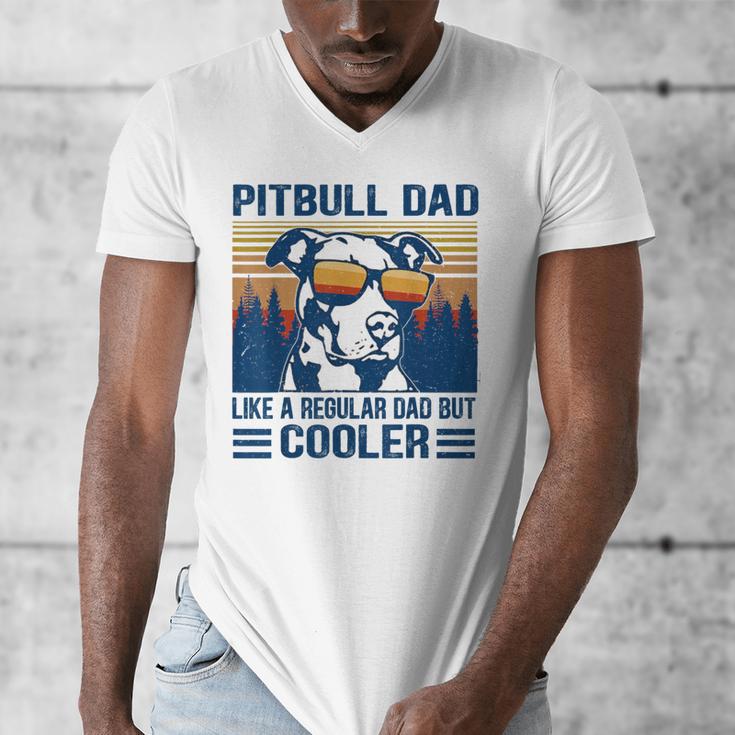 Vintage Pitbull Dad Like A Regular Dad But Cooler Men's V-Neck T-Shirt