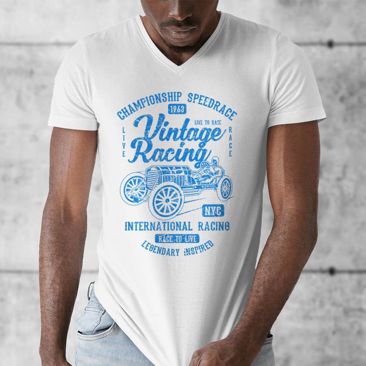Vintage Racing Automotive Nostalgia Distressed Car Premium Tri-Blend Men's V-Neck T-Shirt