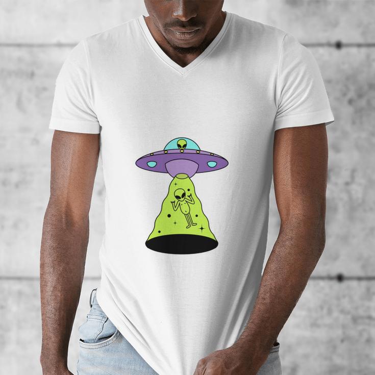 I Wanna Go Home Introvert UFO UAP Flying Saucer Trippy Alien Men's V-Neck T-Shirt