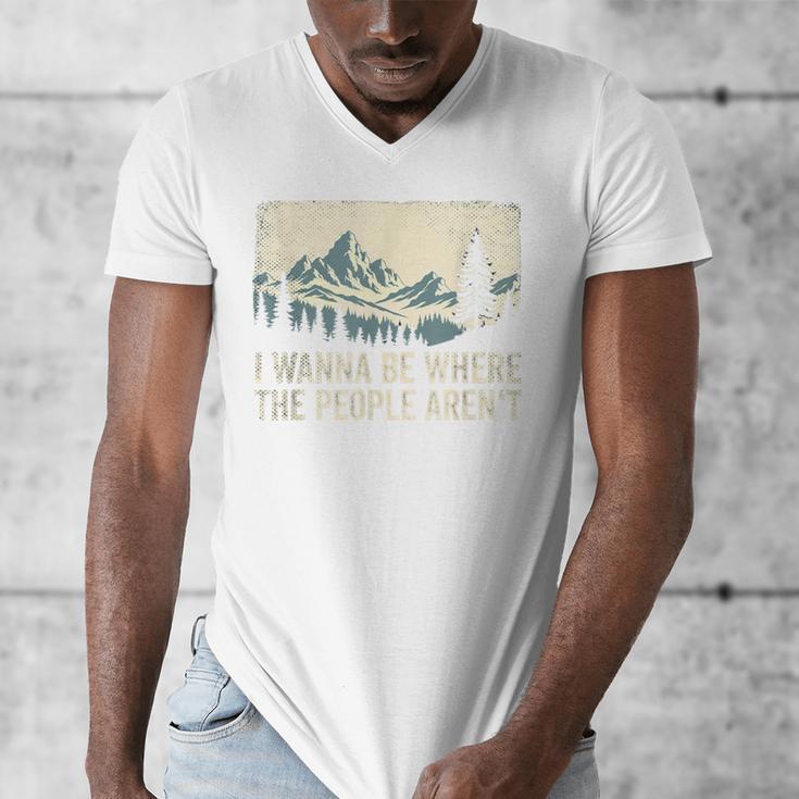I Wanna Be Where The People Arent Hiking Camping Introvert Men's V-Neck T-Shirt