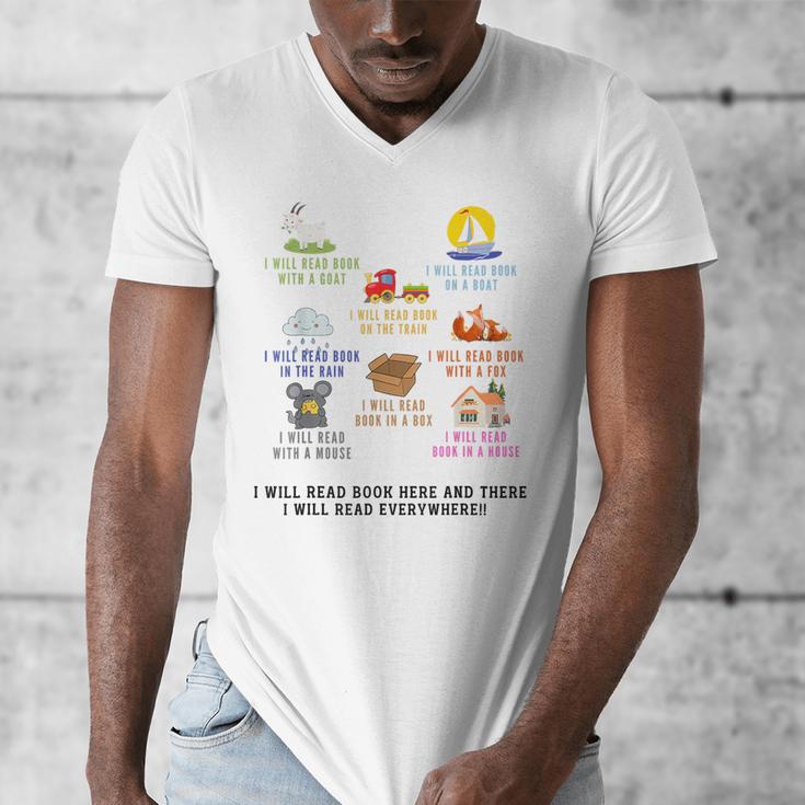 I Will Read Books On A Boat And Everywhere Reading Teachers Men's V-Neck T-Shirt