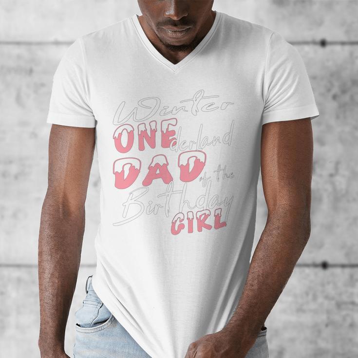 Winter Onederland 1st Birthday Theme Dad Of Birthday Girl Men's V-Neck T-Shirt