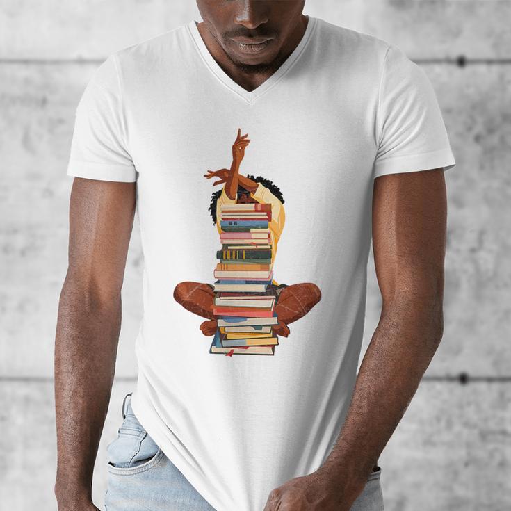 Woman And Books Stack Afro Girl Book Lover Premium Tri-Blend Men's V-Neck T-Shirt Woman And Books Stack Afro Girl Book Lover Premium Tri-Blend Men's V-Neck T-Shirt