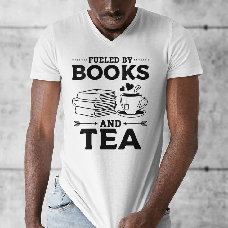 Women's Fueled By Books And Tea Book Lover Bookworm Reading Books Men's V-Neck T-Shirt